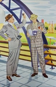 Apparel Arts plaid chalk stripe suit