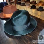 Green Shiny Fedora With Matching Ribbon And Trim Green Shiny Fedora With Matching Ribbon And Trim
