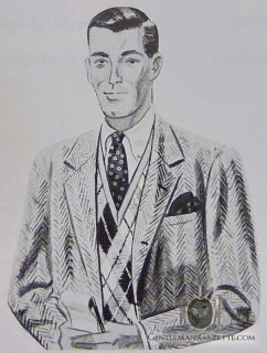 3 roll 2 Herringbone Tweed Jacket, Argyle Sweater Vest & Small Figured Tie
