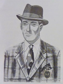 Dark Homburg Hat, Glen Urquhart Plaid Tweed Jacket, Animal Pattern Wool Tie