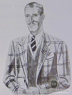 Double Windowpane Tweed Sportscoat, Solid Color Sweater & Striped Tie