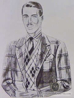 Large Glen Urquhart Plaid Tweed Jacket, Argyle Pattern Sweater & Striped Tie