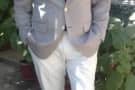Light Grey Blazer with White Buttons