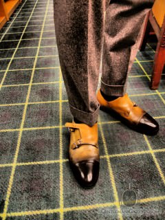 Lino Shoe - Tan Double Monk Strap with Dark Cap