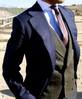 Blue Jacket with Donegal Tween Double Breasted Vest
