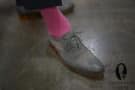 Tone in Tone Full Brogue in Grey with Pink Socks