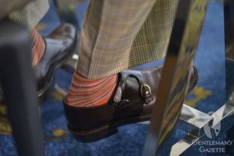 Double Monk Strap Shoes with Colors & Checks