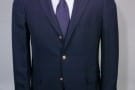 Single-breasted, navy blue blazer, gold buttons with presidential seal, ca. 1970