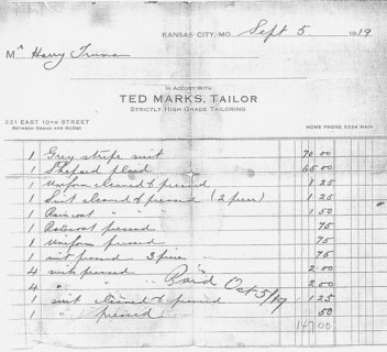Tailor's Receipt from 1919