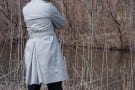 Trench Coat with High Collar, Deep Yoke Back, Belt with D Rings & Wedged Back Vent