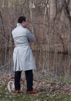 Trench Coat with High Collar, Deep Yoke Back, Belt with D Rings & Wedged Back Vent