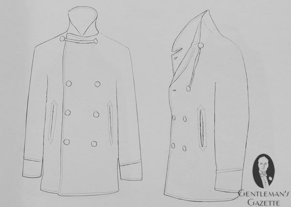 British Pea Coat Anatomy with Cordage & Buttons British Pea Coat Anatomy with Cordage & Buttons
