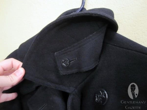 Storm Flap Underneath Collar of WWII Peacoat Storm Flap Underneath Collar of WWII Peacoat