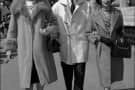 Jean Cocteau in short, white duffle coat with Coco Chanel & Miss Weiseveiller in Veneto Street, Rome 1958