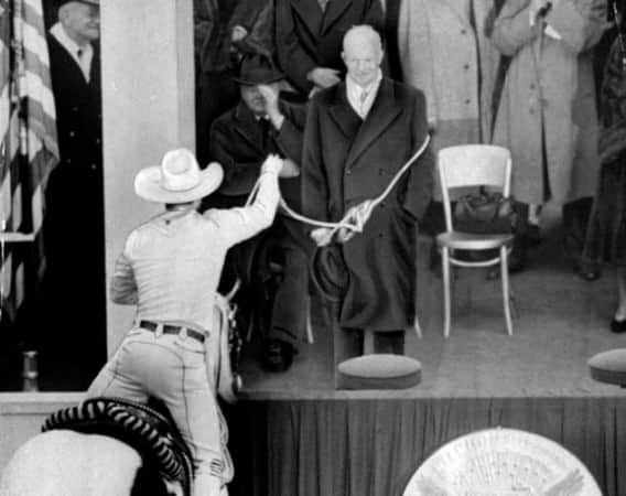 President Dwight D. Eisenhower inauguration, 1953 in double breasted overcoat