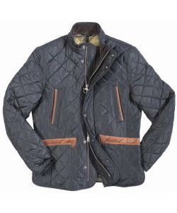 Quilted jacket with leather trims