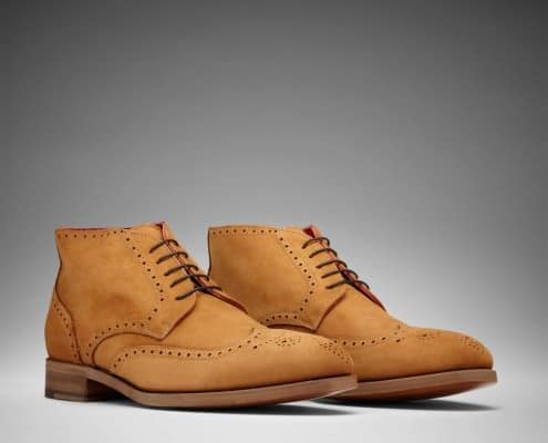 Scarosso full brogue ankle boot Alanzo in tan suede