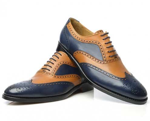two tone full brogue oxford in blue & tan boxcalf leather Model no 382 by Shoepassion