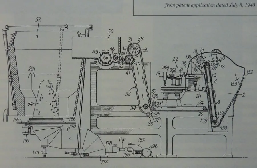A schematic of a machine involved in making hats