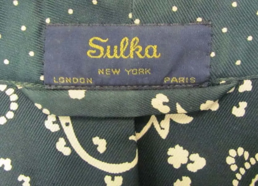 The label of a Sulka Dressing Gown