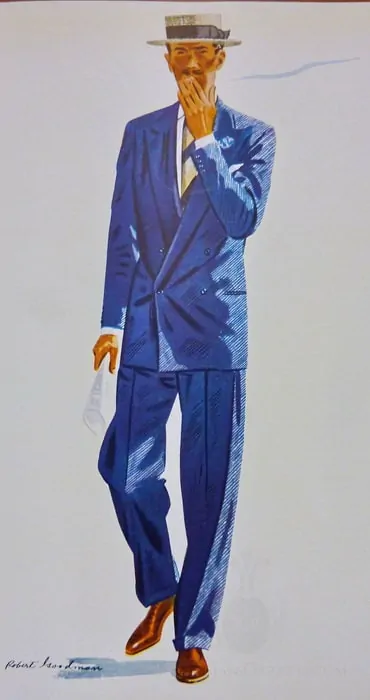 Apparel Arts 1939 Blue Spring Suit - Double Breasted