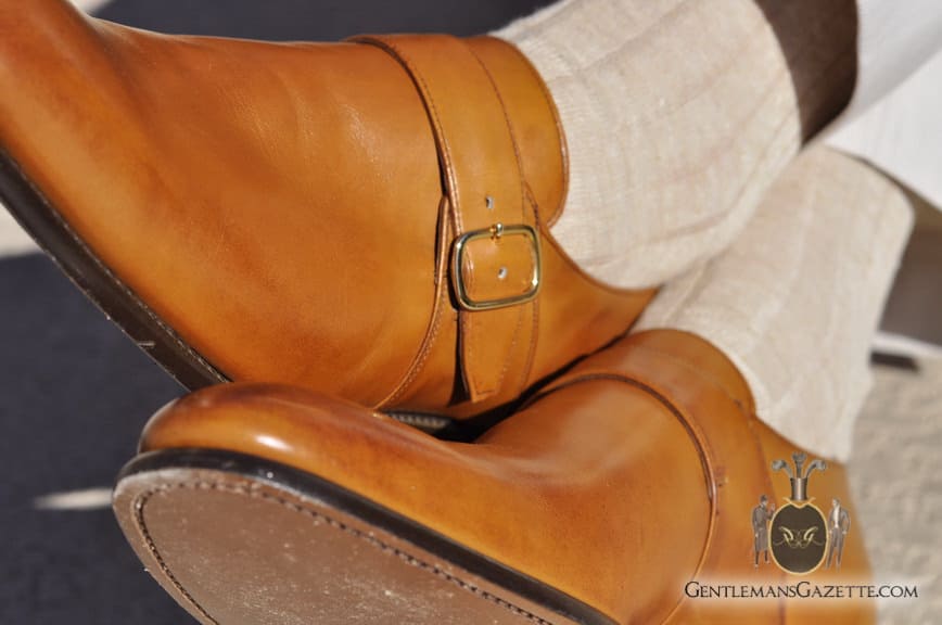 Herring Shoes Monk Shoe - burnished calf tan