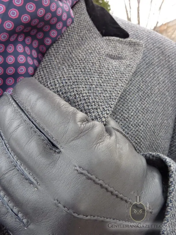 Grey Gloves With Grey Overcoat