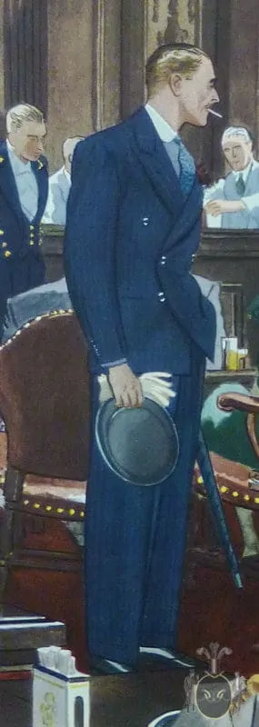 An illustration of a Double Breasted Suit With Bottom Button Unbuttoned
