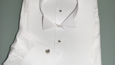 White tie shirt with detachable wing collar