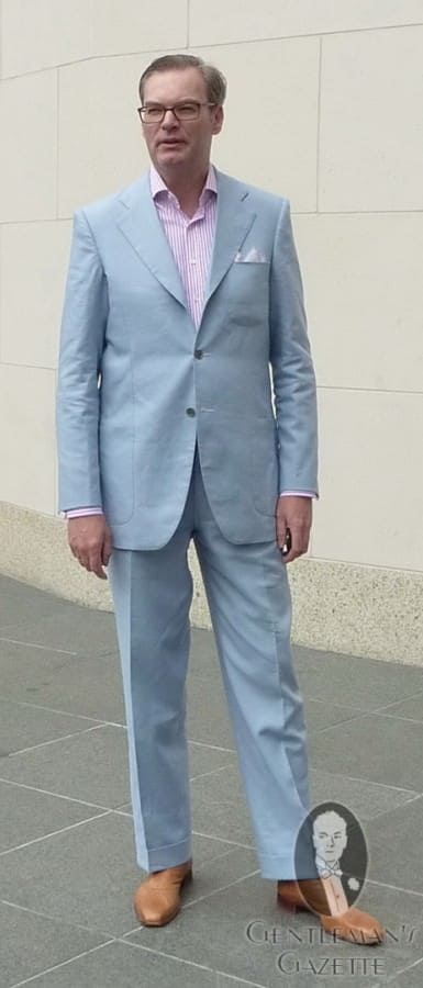 Sky Blue Linen Suit