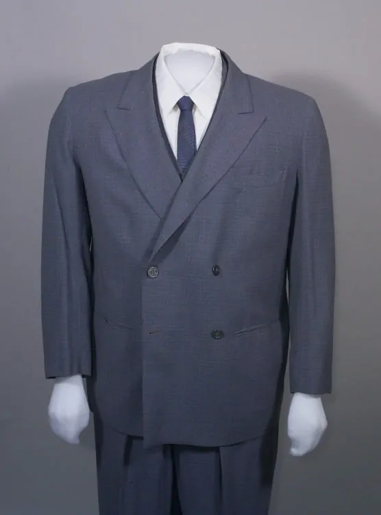 4x2 Double-breasted, blue and gray micro check suit, Brod 1958