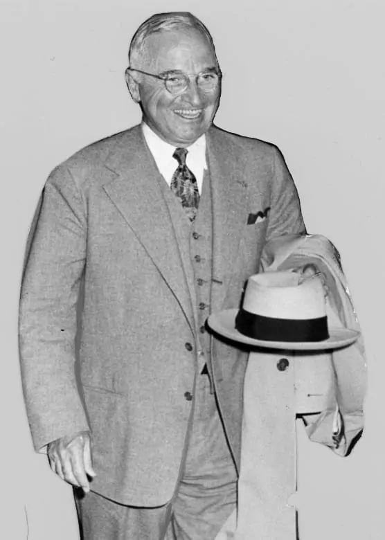 President Truman wearing the gray suit, May 1950