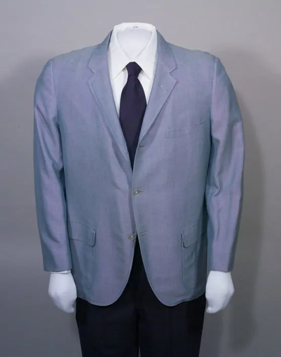 Single-breasted, light blue cotton sports coat, Clipper Craft ca 1965