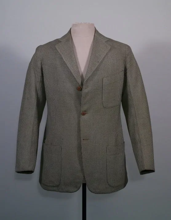 Truman's Houndstooth Wedding Suit with Patch Pockets & Brown Buttons