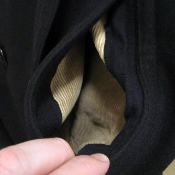 Mid Brown Corduroy Pocket Lining in WWII Peacoat