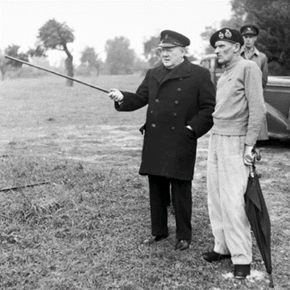 Winston Churchill in Reefer Coat with Horizontal Pockets