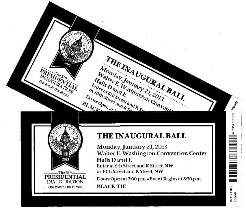 2013 inaugural ball tickets