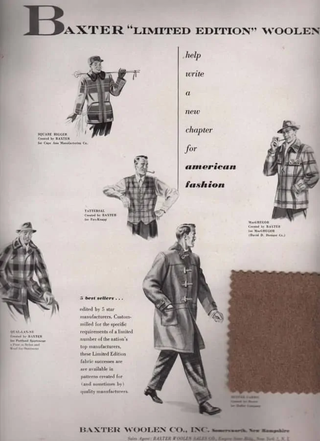 American duffle fabric by Baxter 1951
