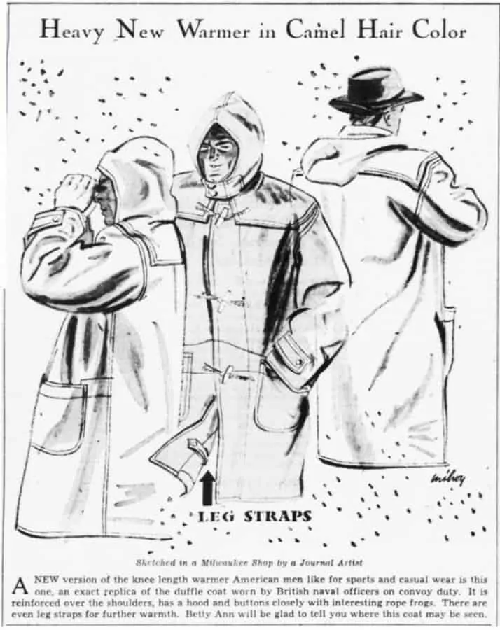 Duffle Coat in Milwaukee Journal December 1941