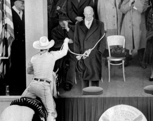 President Dwight D. Eisenhower inauguration, 1953 in double breasted overcoat