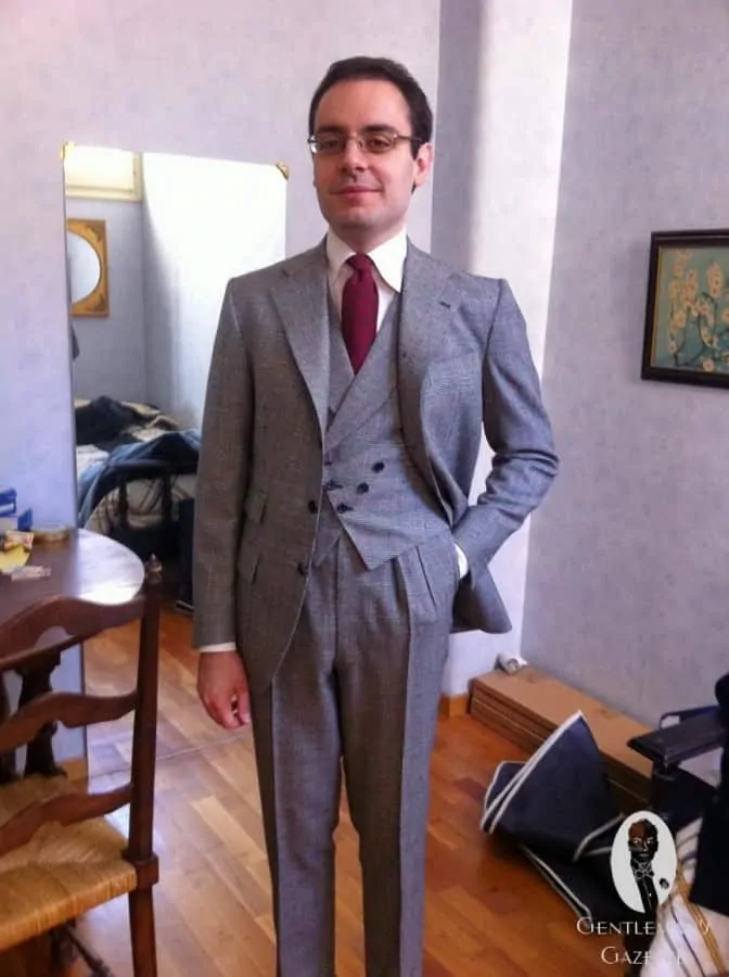 Gabriele in a 3 piece suit with a rare double breasted vest