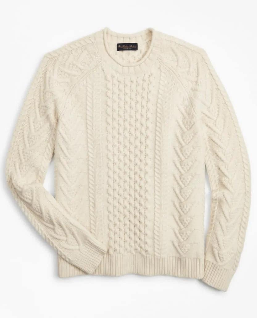 Brooks Brothers Merino Wool Fisherman Sweater