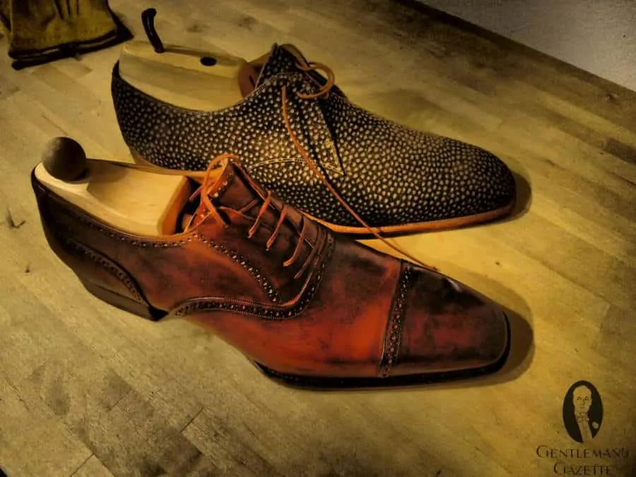 Carpincho shoes & antique patina oxford