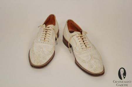 A full brogue buckskin summer shoe with leather sole & goodyear welt