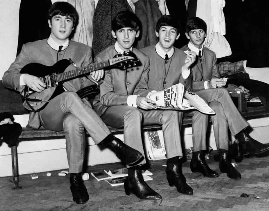 Beatles in collarless Nehru Jackets