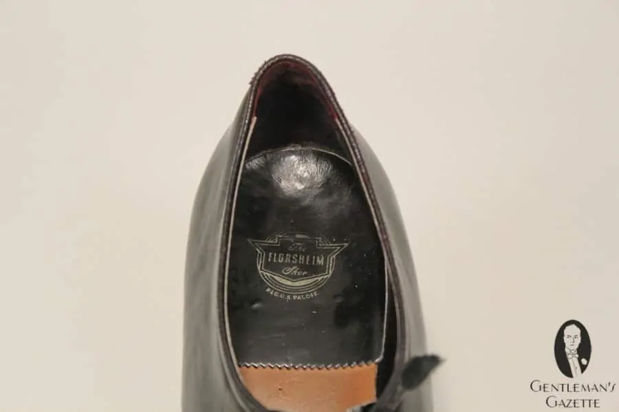 Florsheim label inside Truman's evening shoes