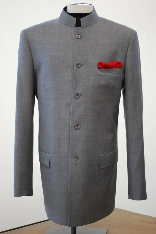 Nehru Jacket in grey with pocket square