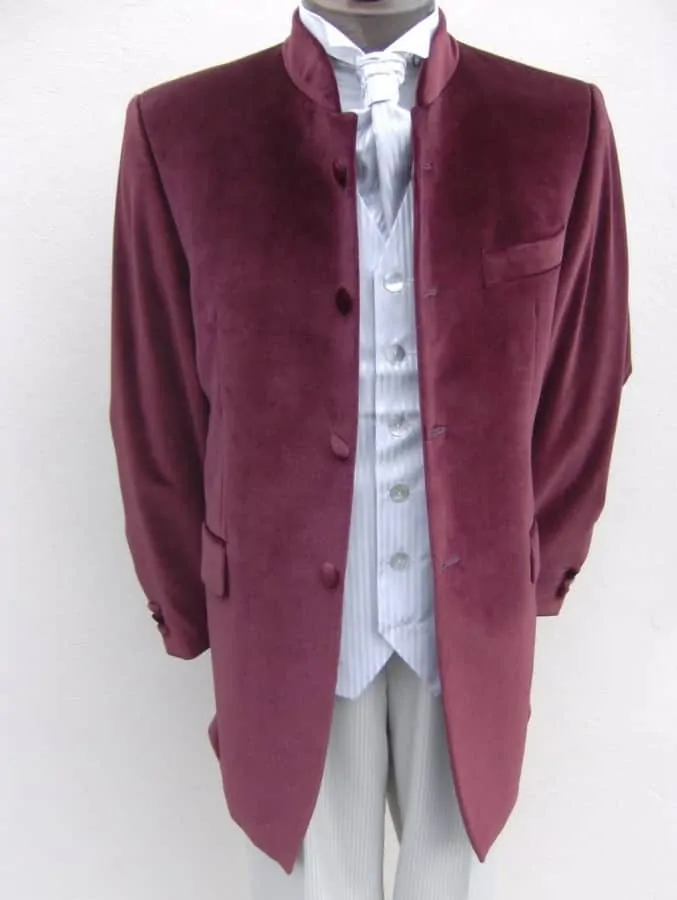 Nehru jacket in burgundy velvet