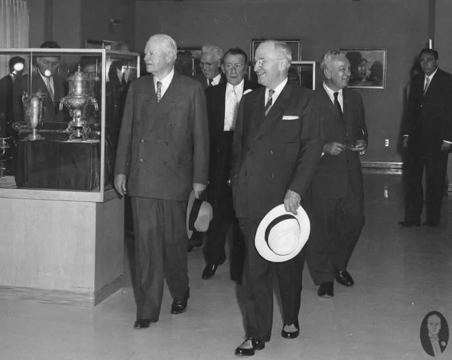 Truman in the same two tone shoes on July 6, 1957 - the day the Truman Library opened together with Hoover