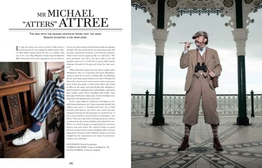 Michael Atters Attree in plus fours with ascot and short waistcoat